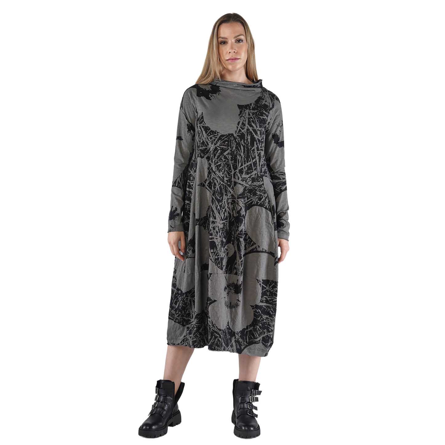 Rundholz Mock Neck Long Sleeve Print Dress